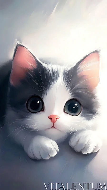 Adorable White Cat with Big Blue Eyes.