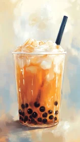 Refreshing Boba Tea with Creamy Toppings