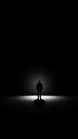 Solitary silhouette basking in a precise halo of darkness.