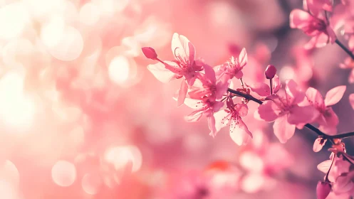 Pink Blossoms Dance Through Soft Bokeh.