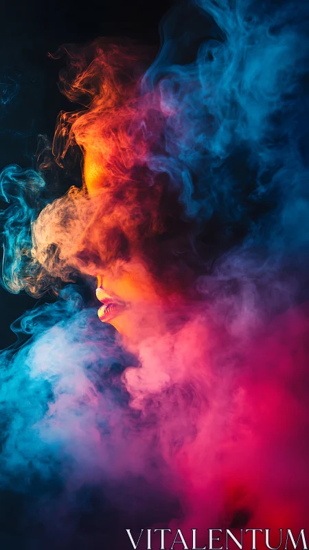 Vibrant side profile dissolves into neon magenta and cyan smoke