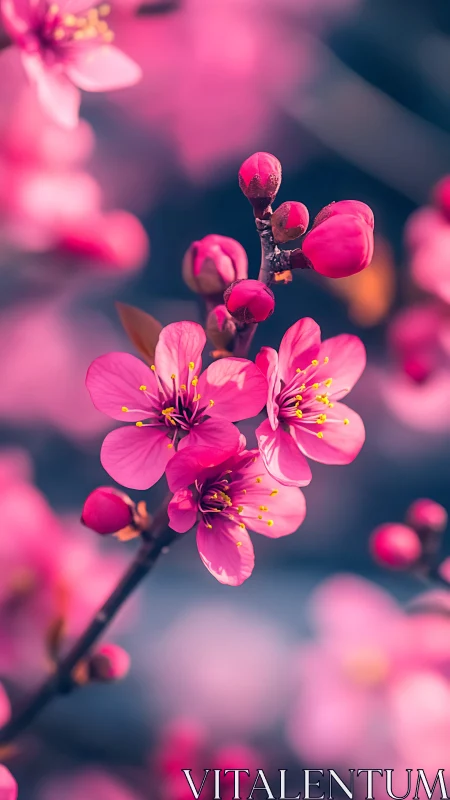 Magenta Blossoms Burst: Nature's Pink Fireworks Against the Blue