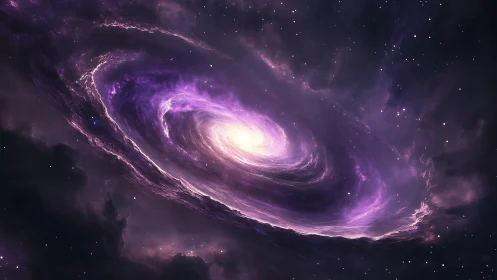 Spectral accretion vortex in luminous violet spiral nebula.