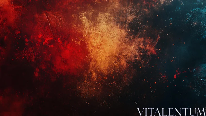 Fiery Abstract Texture with Red, Orange, and Deep Blue Tones.