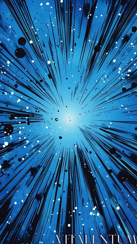 Radiant cosmic burst streaks across deep blue space.