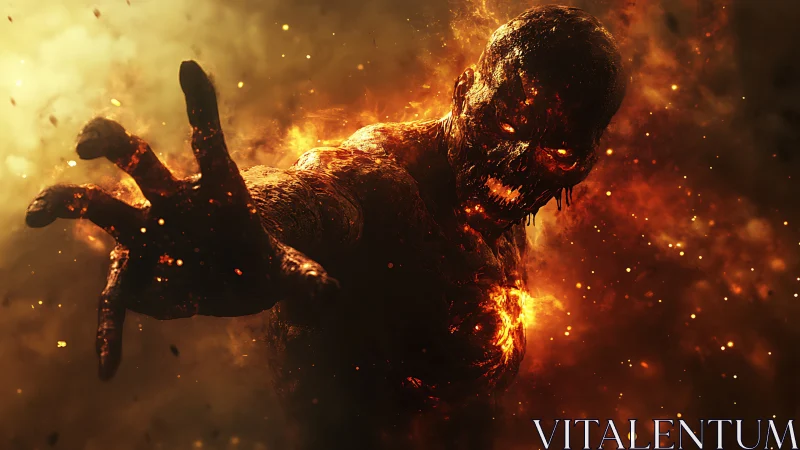 Molten skeletal revenant lunges forward through incandescent smoke