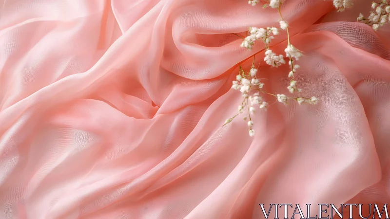 Delicate Baby's Breath Cascades Through Voluminous Pink Tulle Fabric