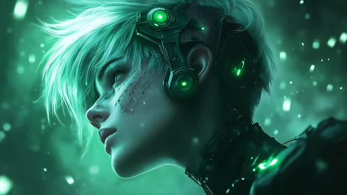 Cybernetic portrait renders neon-lit augmented human profile