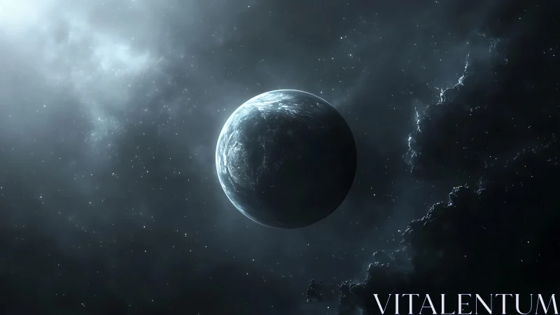 Silent blue world drifting through a sleepless cosmic hush.