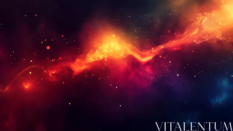 Nebulous plasma stream across dark cosmic background.