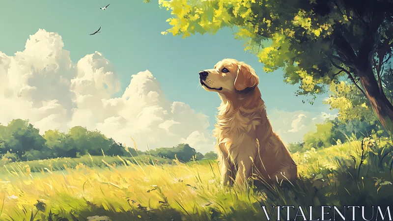 Canine luminance study in atmospheric meadow lighting field.