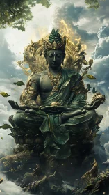 Majestic celestial Buddha rendered in ornate fantasy digital painting