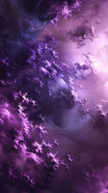Violet fractal nebula swirls through deep luminous void