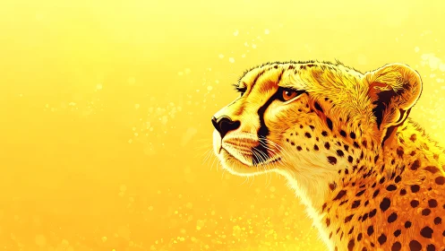 Sunlit cheetah gaze blazing across a golden horizon dreamscape.
