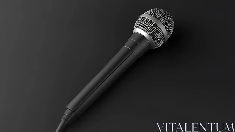 Dynamic handheld vocal microphone on matte black surface