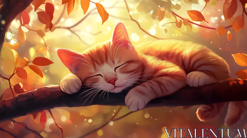 Ginger Slumber: Where Autumn Dreams Dance with Feline Grace.