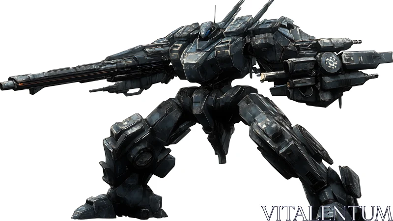 Midnight siege mech takes aim with star-forged cannons.