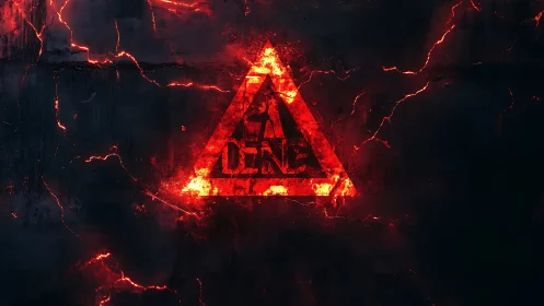 Red Neon Warning Triangle with Electric Discharge Effect