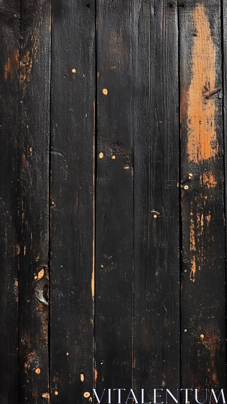 Weathered black wooden planks reveal warm worn highlights