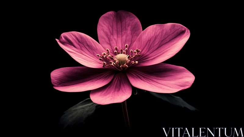 Pink Cosmos Flower in Bloom Against Dark Background