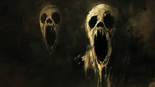 Echoes of the Void: Twin Howling Specters in Rotting Night.