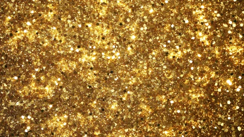 Dense gold glitter particles create uniform sparkling field