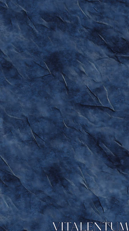 Deep blue textured background with soft flowing creases.