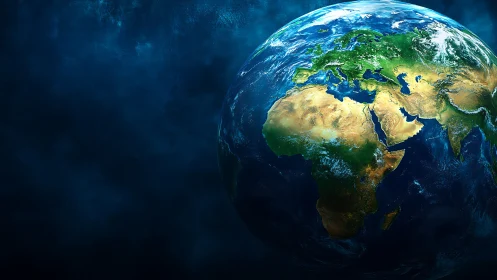 Our bright blue planet glowing gently in the quiet of space.