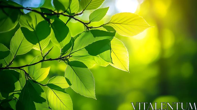 Sunlit Green Leaves Close-Up in Vibrant Nature Photography Style.