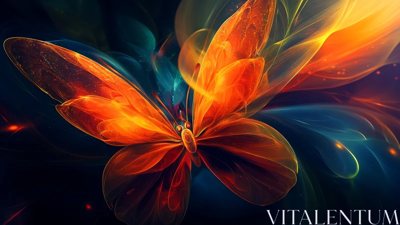 Luminous abstract butterfly glows against deep cosmic void