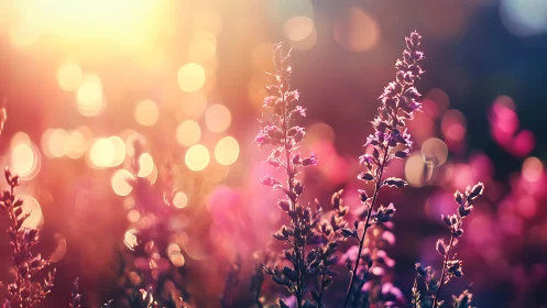 Golden Hour Wildflowers with Bokeh Light.
