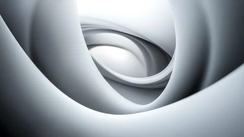 Smooth Abstract Swirling Shapes in Minimalist Monochrome Style.