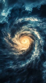 Radial cloud vortex forms luminous cyclone eye with high contrast