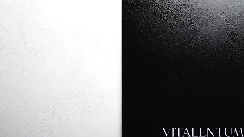 Monochrome dual-texture wall divides light and shadow.