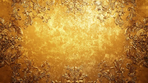 Baroque gold ornamental frame with empty textured center.