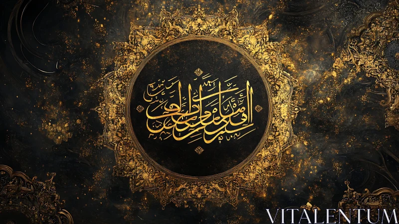 Gilded celestial calligraphy haloed in baroque starlight.