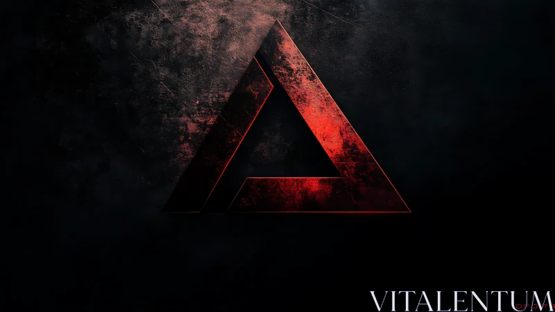 Grunge Red Triangle on Dark Abstract Background Digital Art.