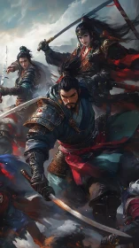 Storm of Blades: Legendary Warriors Surging Into Battle.