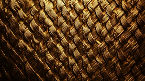 Golden woven texture shows metallic braided surface detail