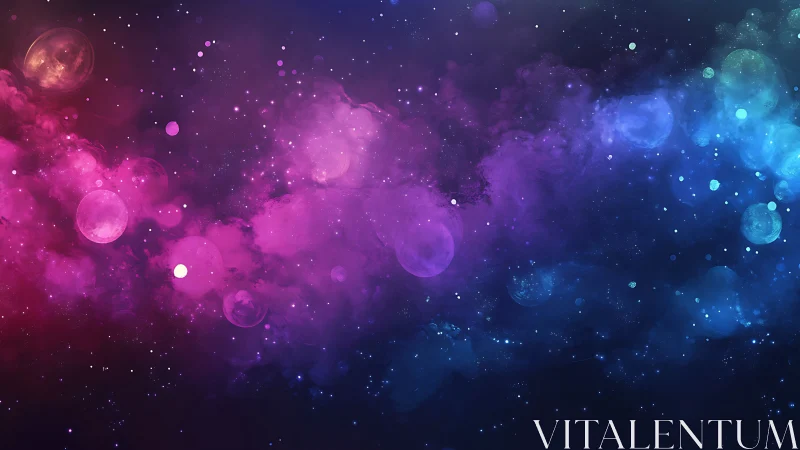 Vibrant nebula clouds blend magenta and cyan across deep space