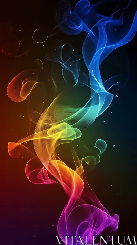 Colorful ribbon of light swirling through quiet darkness.