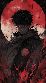 Dark anime antihero rises before a blood red eclipse