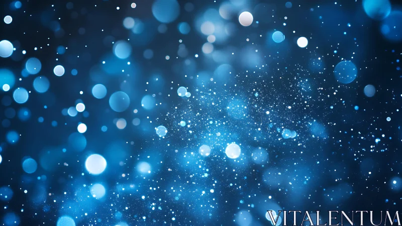 Abstract blue bokeh lights background with glowing particles effect.