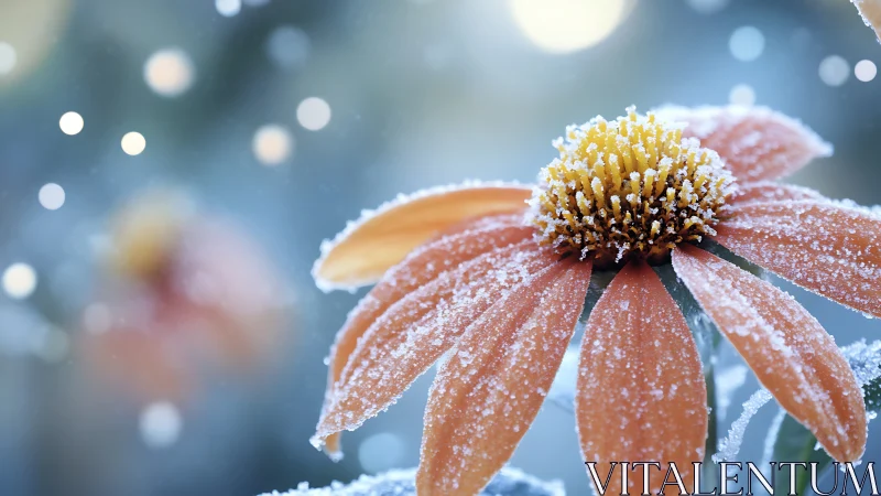 Frost-Kissed Coneflower Blooming in Winter's Crystalline Embrace