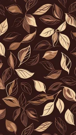 Brown botanical leaf pattern with flowing linear silhouettes.