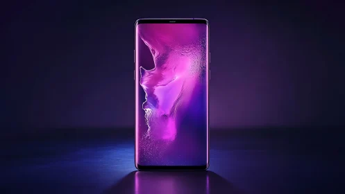 Curved Bezel Smartphone with Fuchsia-to-Indigo Fluid Gradient Display