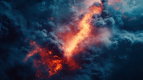 Volcanic Eruption: Molten Lava Channel Through Crystalline Ice.