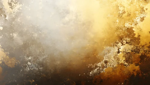 Molten dawn clouds swirling through burnished golden fog.