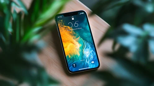 Smartphone Glowing with Nature's Artistic Embrace.