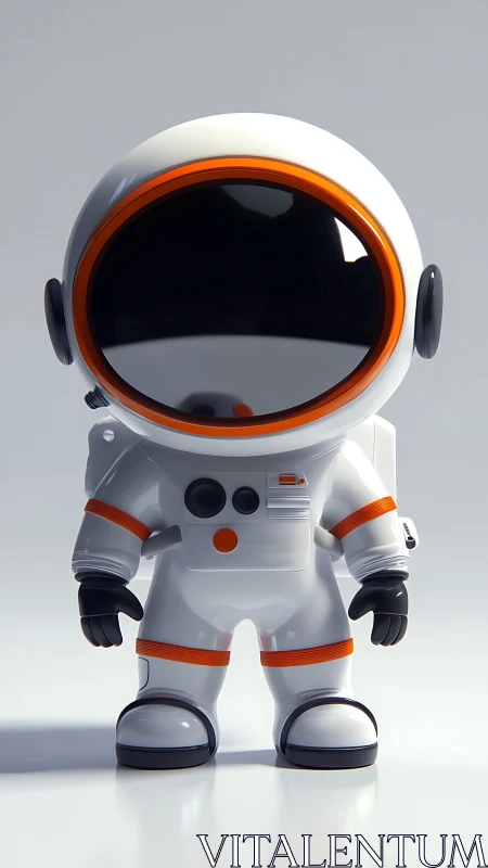Minimalist chibi astronaut render uses glossy hard-surface design